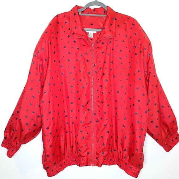 Vintage Bogari Silk Star Spangled Bomber Jacket 2X - Picture 10 of 10